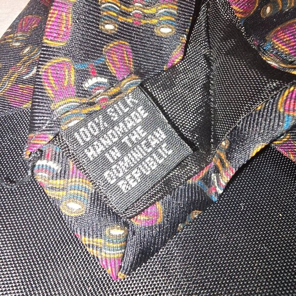 ROBERT STOCK 100% SILK TIE BLACK WITH BINOCULARS TRADITIONAL - Picture 3 of 6